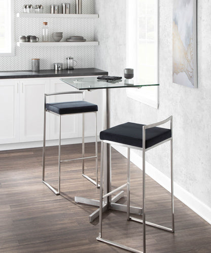 Contemporary Stackable Barstool with padded black seat and chrome legs, 2-pack on Tampa Home & Garden Store