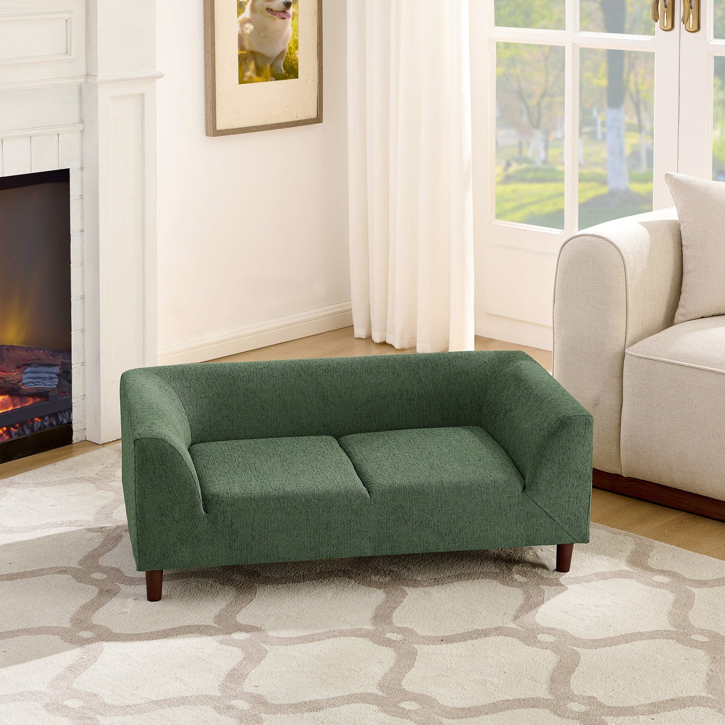 Pet Sofa with Backrest and Armrests in olive green - Modern Olive by HouseOfZazla 2 sofas on Tampa Home & Garden Store