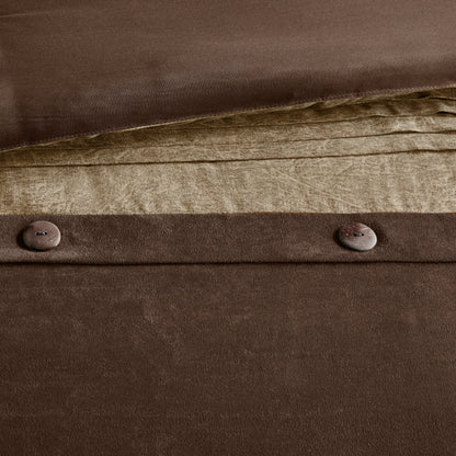 7 Piece Faux Suede Comforter Set Brown Queen by HouseOfZazla rich brown suede texture on Tampa Home & Garden Store