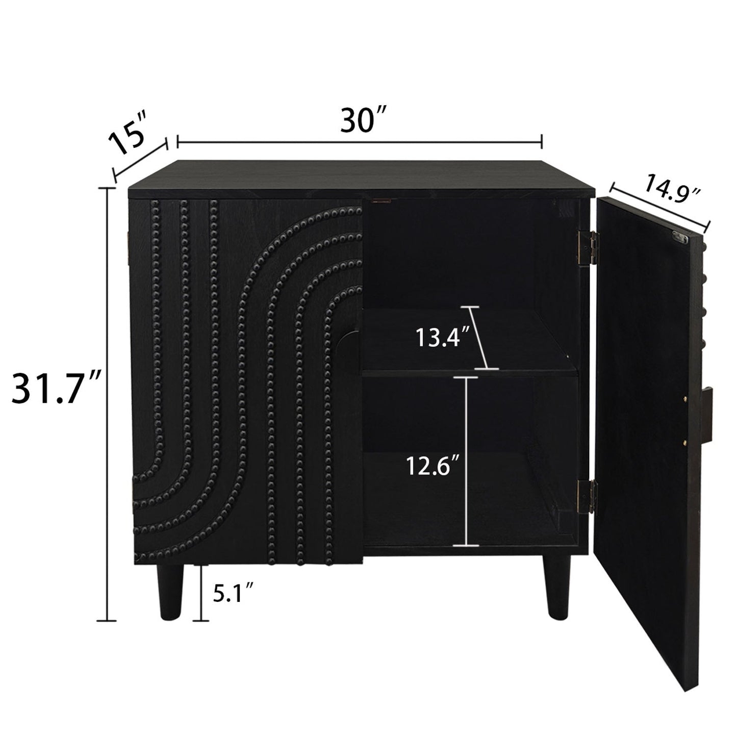 Modern Black Wood Storage Cabinet with Decorative Door by HouseOfZazla, black beaded door on Tampa Home & Garden Store