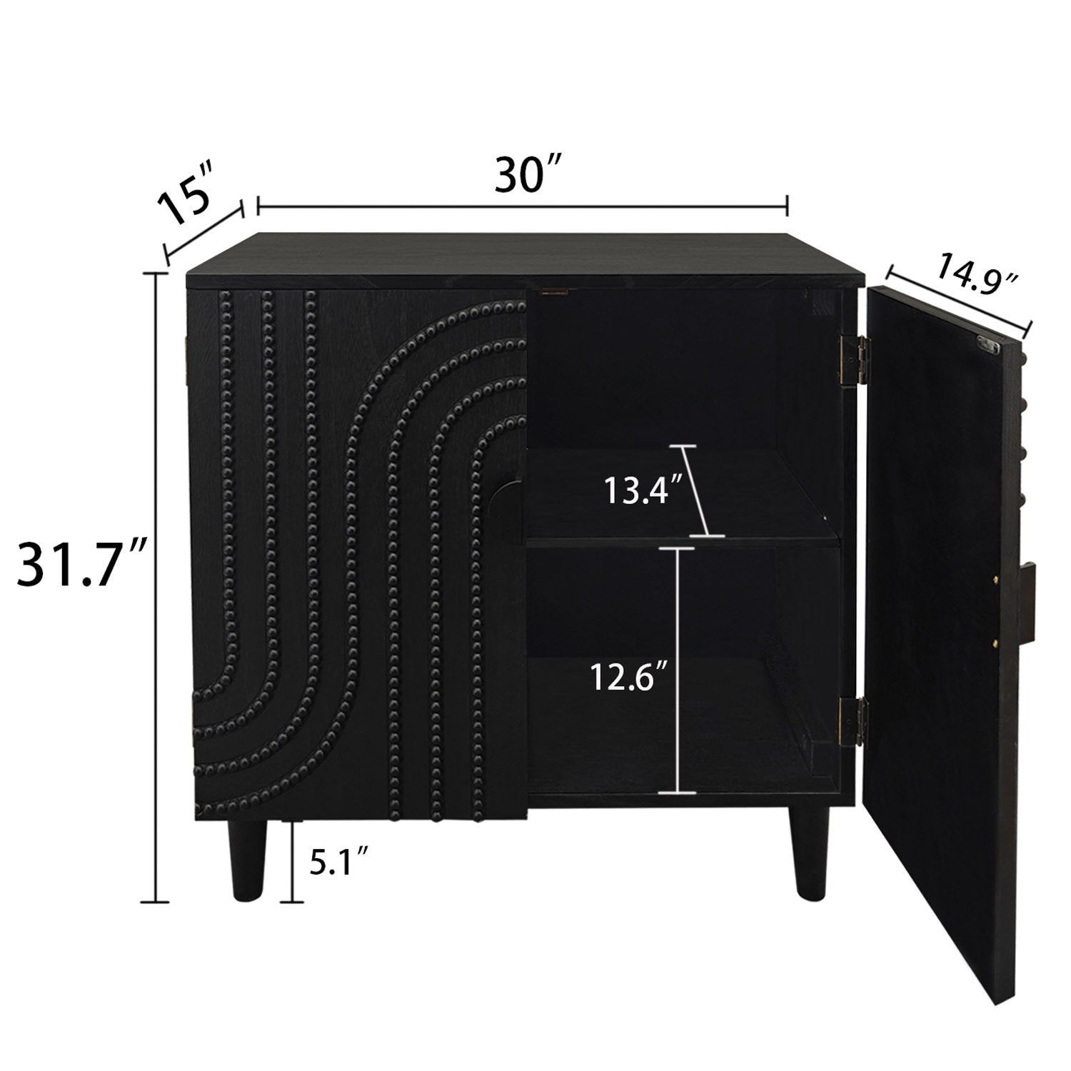 Modern Black Wood Storage Cabinet with Decorative Door by HouseOfZazla, black beaded door on Tampa Home & Garden Store