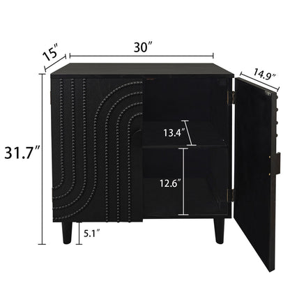 Modern Black Wood Storage Cabinet with Decorative Door by HouseOfZazla, black beaded door on Tampa Home & Garden Store