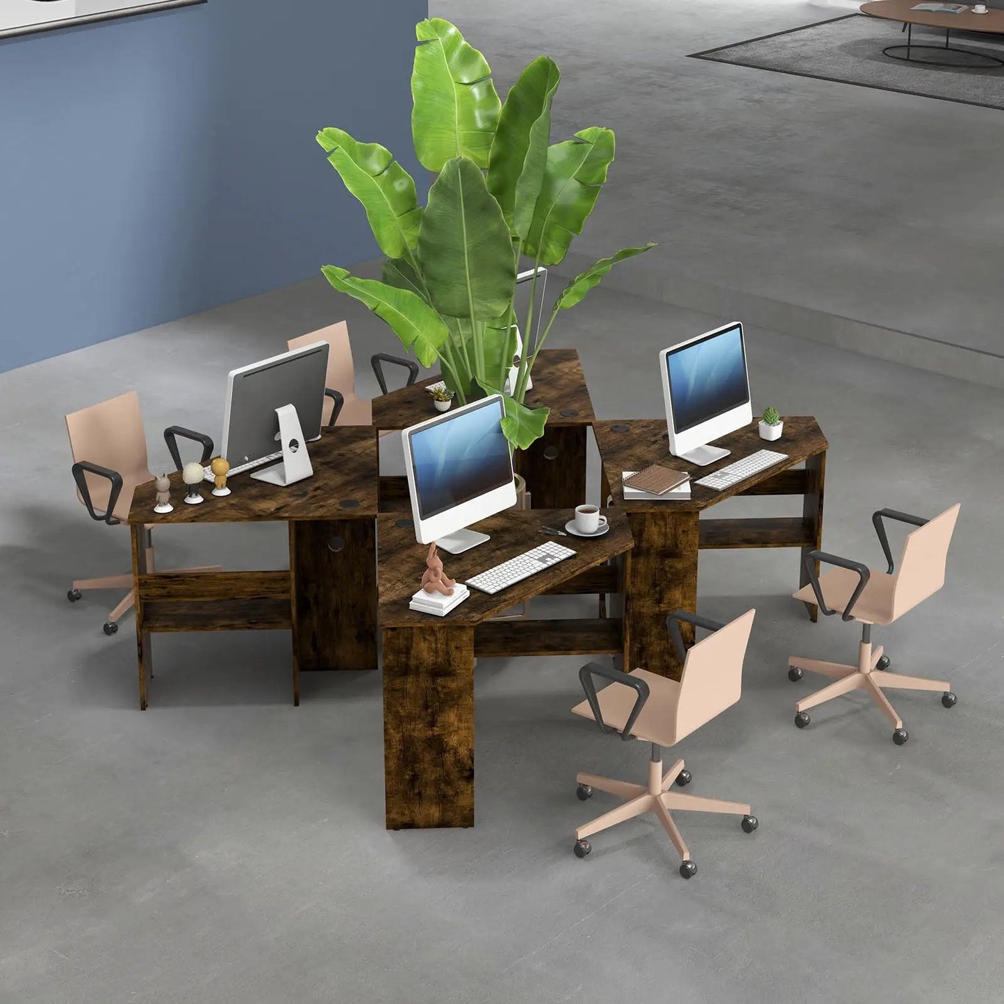 Corner Computer Desk With Storage Triangle Design