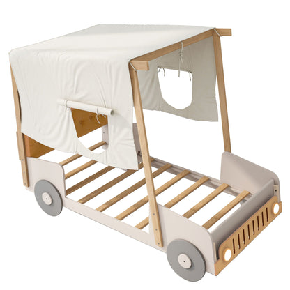 Twin size car bed with pillow, natural ceiling cloth and LED, by HouseOfZazla on Tampa Home & Garden Store