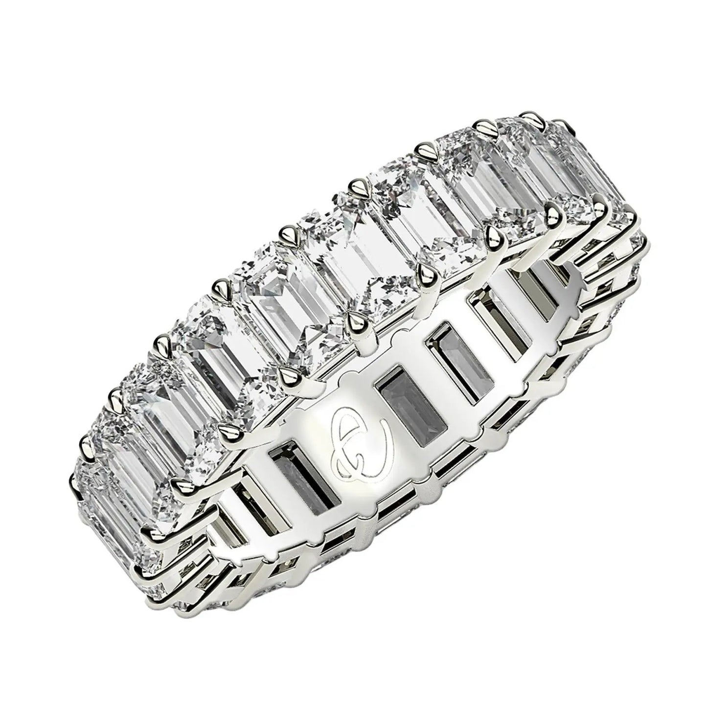 Emerald-cut lab grown diamond eternity ring in 14k white gold, 3 cttw FG/VS2, by Bids.com on Tampa Home & Garden Store