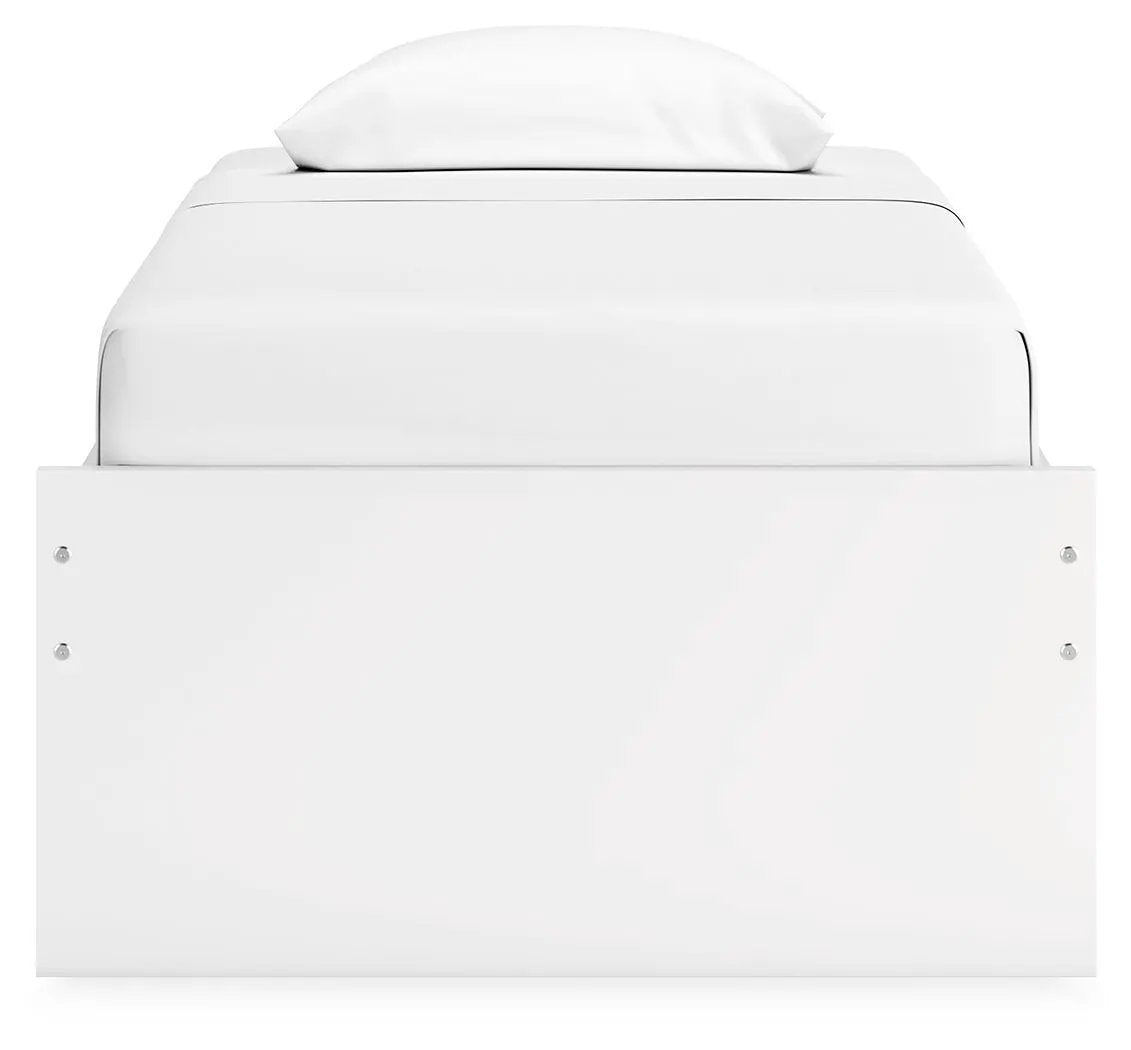 Onita platform bed white bed frame with clean lines, storage bed design on Tampa Home & Garden Store