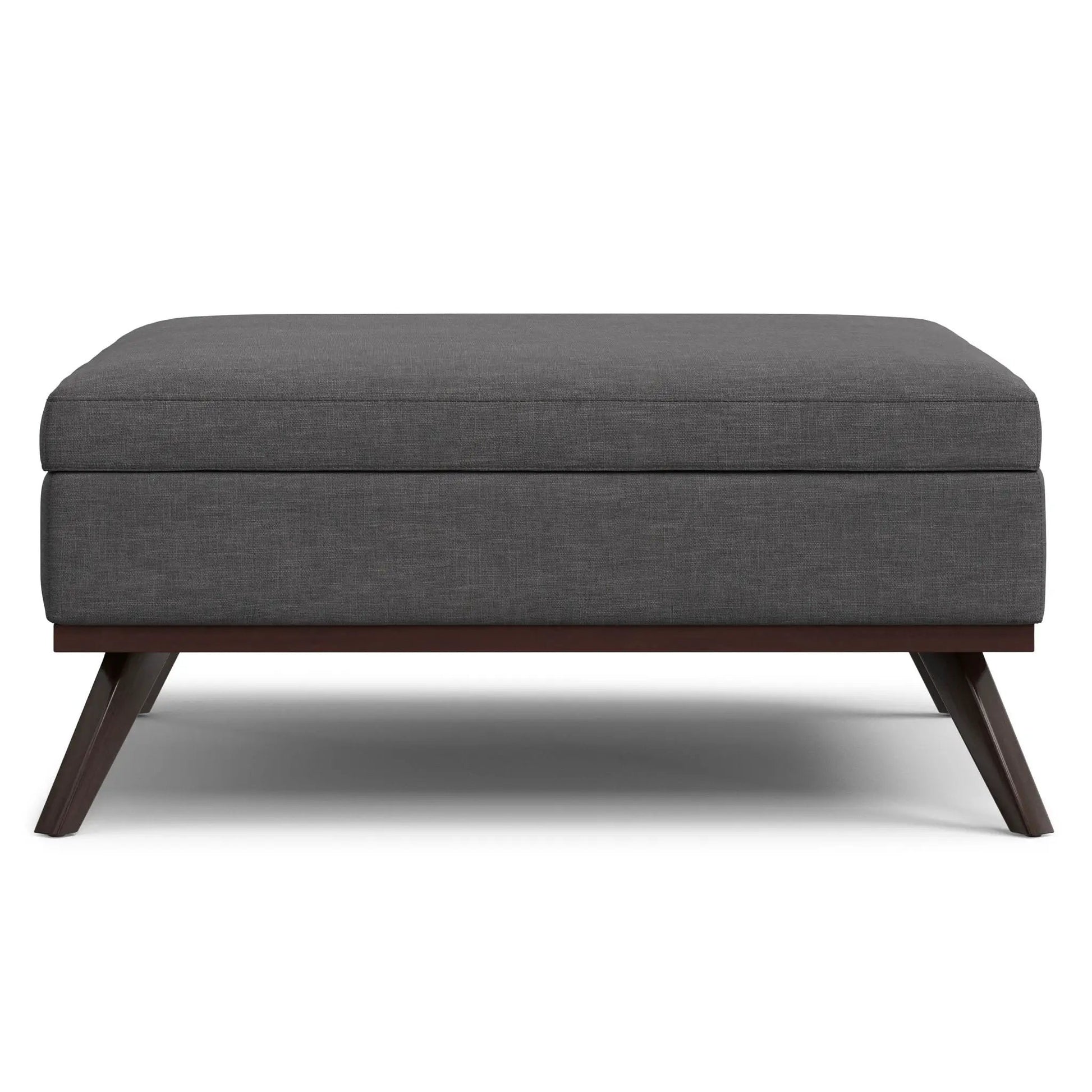 Owen storage ottoman square coffee table by Unique Piece Furniture in gray fabric with wood legs on Tampa Home & Garden Store