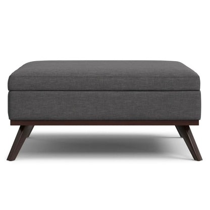 Owen storage ottoman square coffee table by Unique Piece Furniture in gray fabric with wood legs on Tampa Home & Garden Store