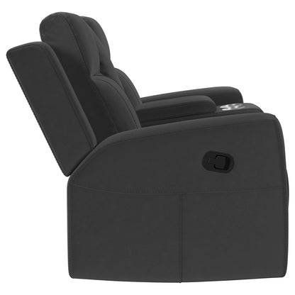 Slater 2-piece reclining sofa set with manual recline in black faux leather by HouseOfZazla on Tampa Home & Garden Store