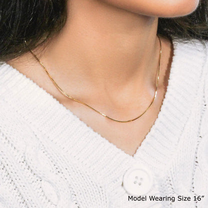 18k yellow gold box chain necklace 0.85 mm, 16 inch length on Tampa Home & Garden Store