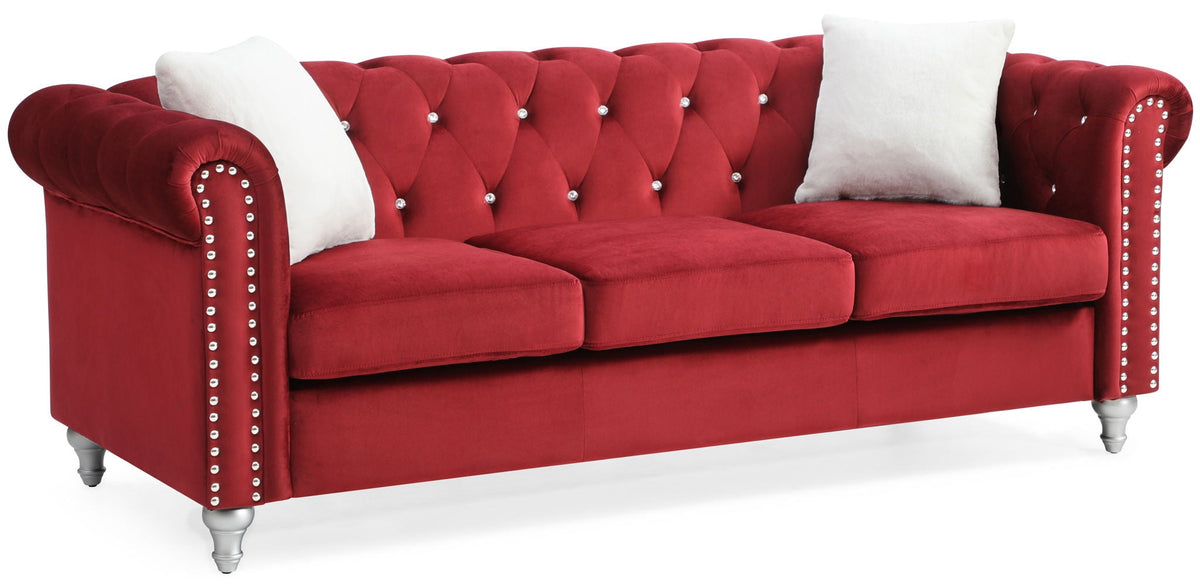 the Raisa Tufted Sofa and Nailhead Accents