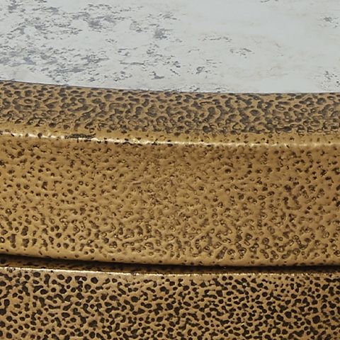 Korajane coffee table, Unique Piece Furniture, bronze leopard-spot finish on Tampa Home & Garden Store