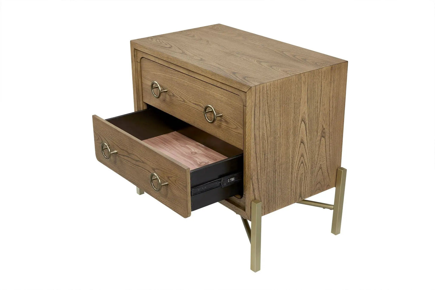 Two Drawer Nightstand With USB Latte Finish