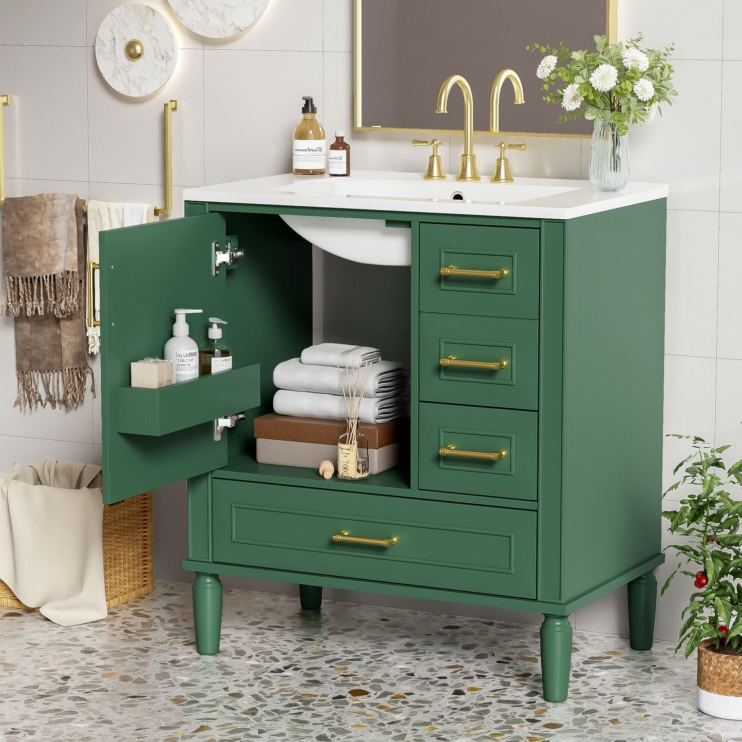 Traditional Bathroom Vanity With Soft Close Doors