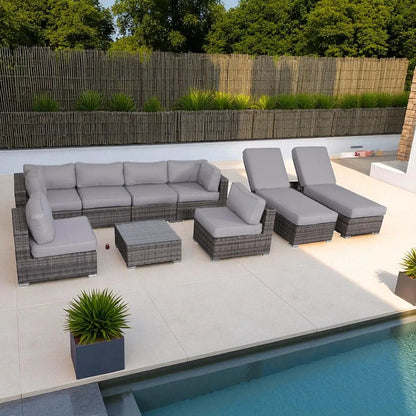 Seating set with cushions in gray wicker by Unique Piece Furniture, 4-piece outdoor set on Tampa Home & Garden Store