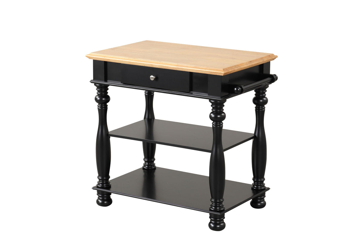 Kitchen island cart with light wood top and black base HouseOfZazla on Tampa Home & Garden Store