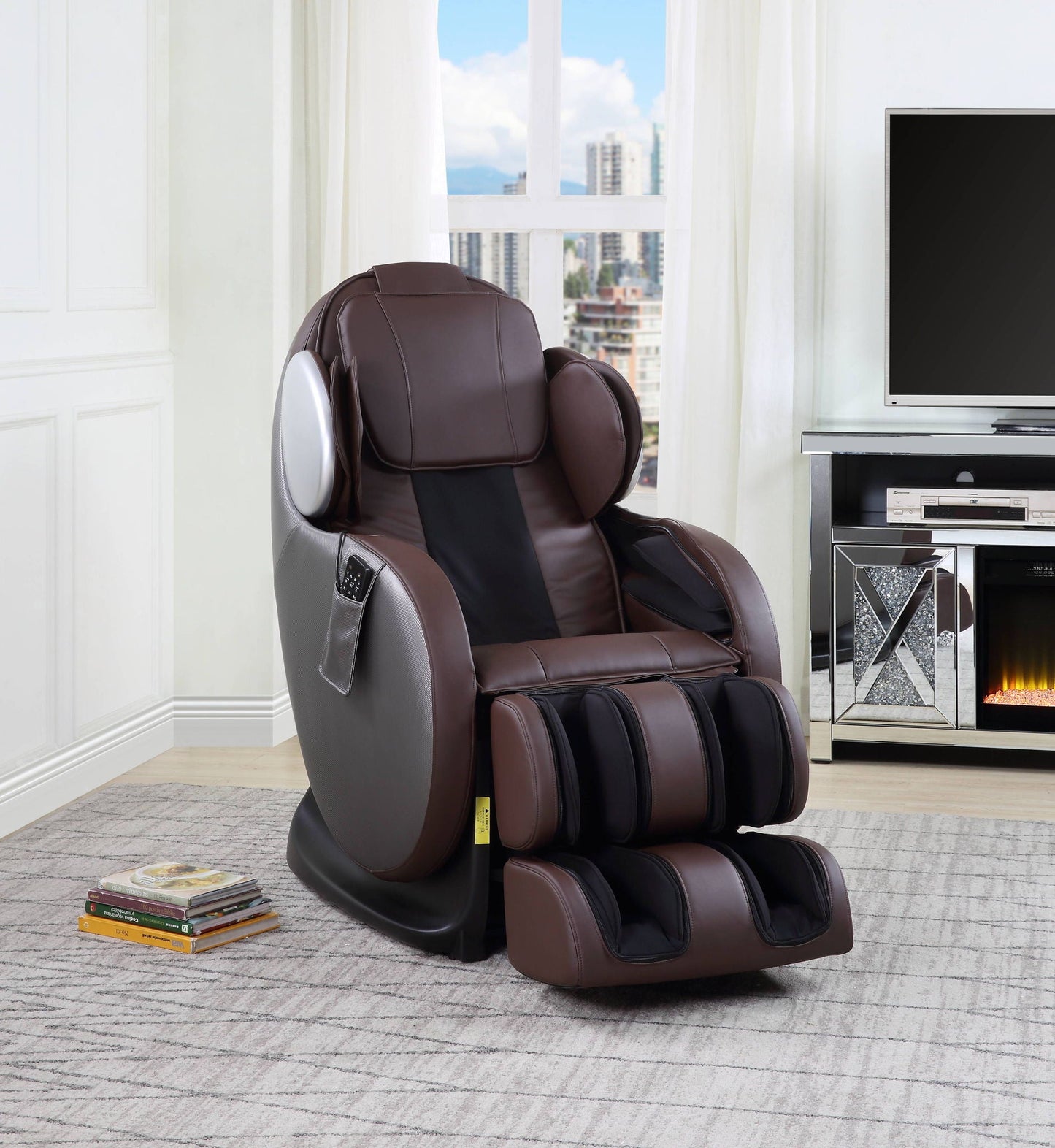 Pacari Synthetic Power 2D Massage Chair dark brown leather by HouseOfZazla on Tampa Home & Garden Store