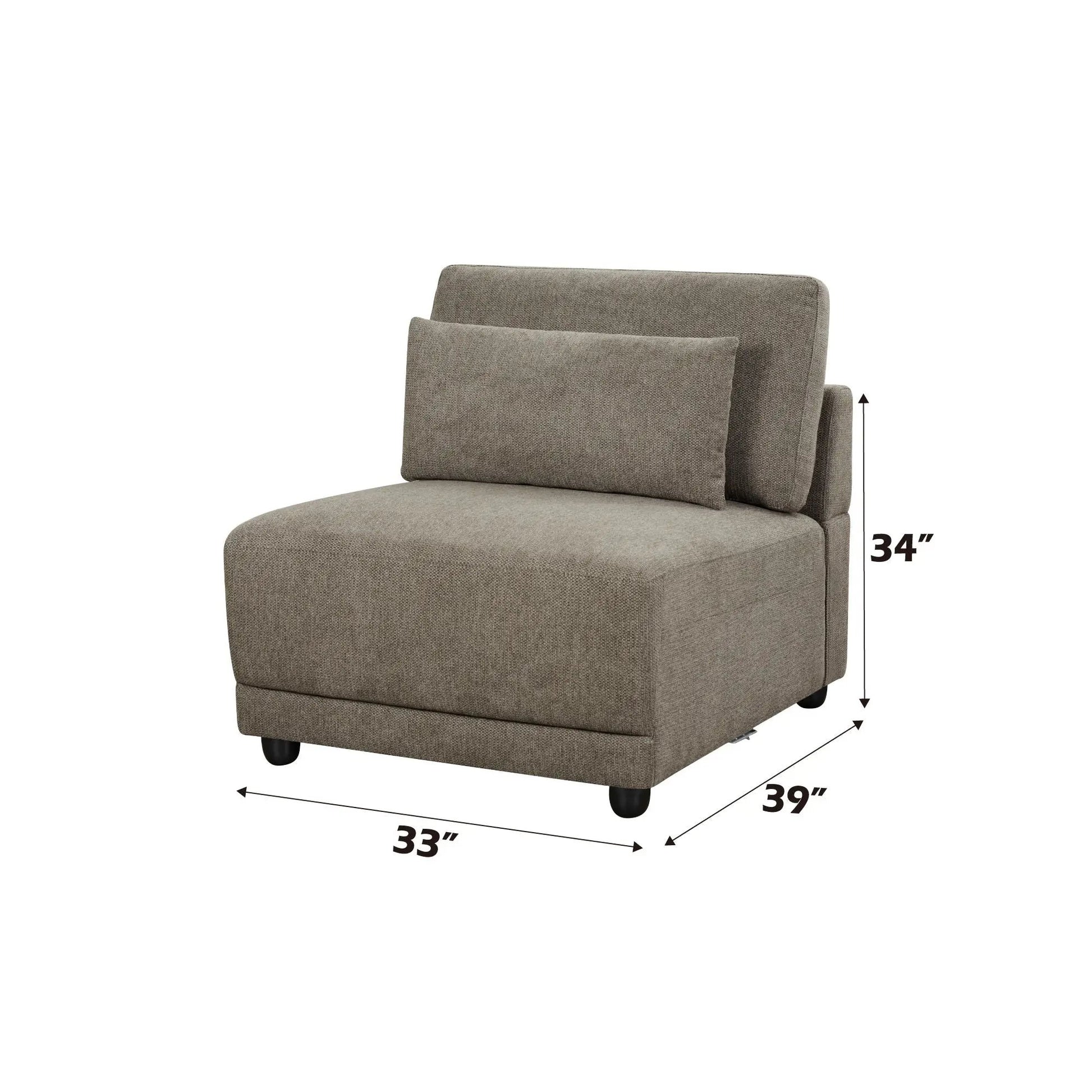 Rylie modular sectional sofa with toss pillows in taupe fabric by Unique Piece Furniture on Tampa Home & Garden Store