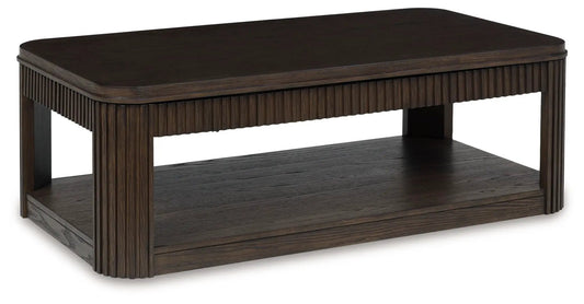 Carlibrie rectangular end table in dark brown wood finish by Unique Piece Furniture on Tampa Home & Garden Store