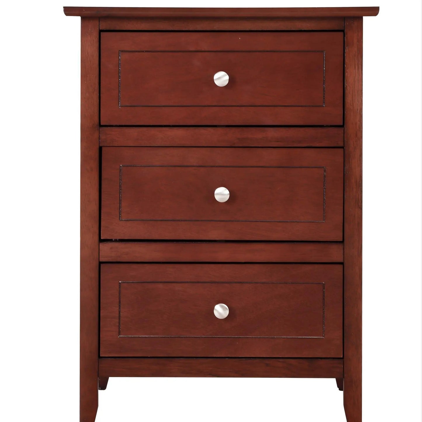 Dove Tailed Drawers 3-Drawer Nightstand by Unique Piece Furniture in dark with silver knobs on Tampa Home & Garden Store