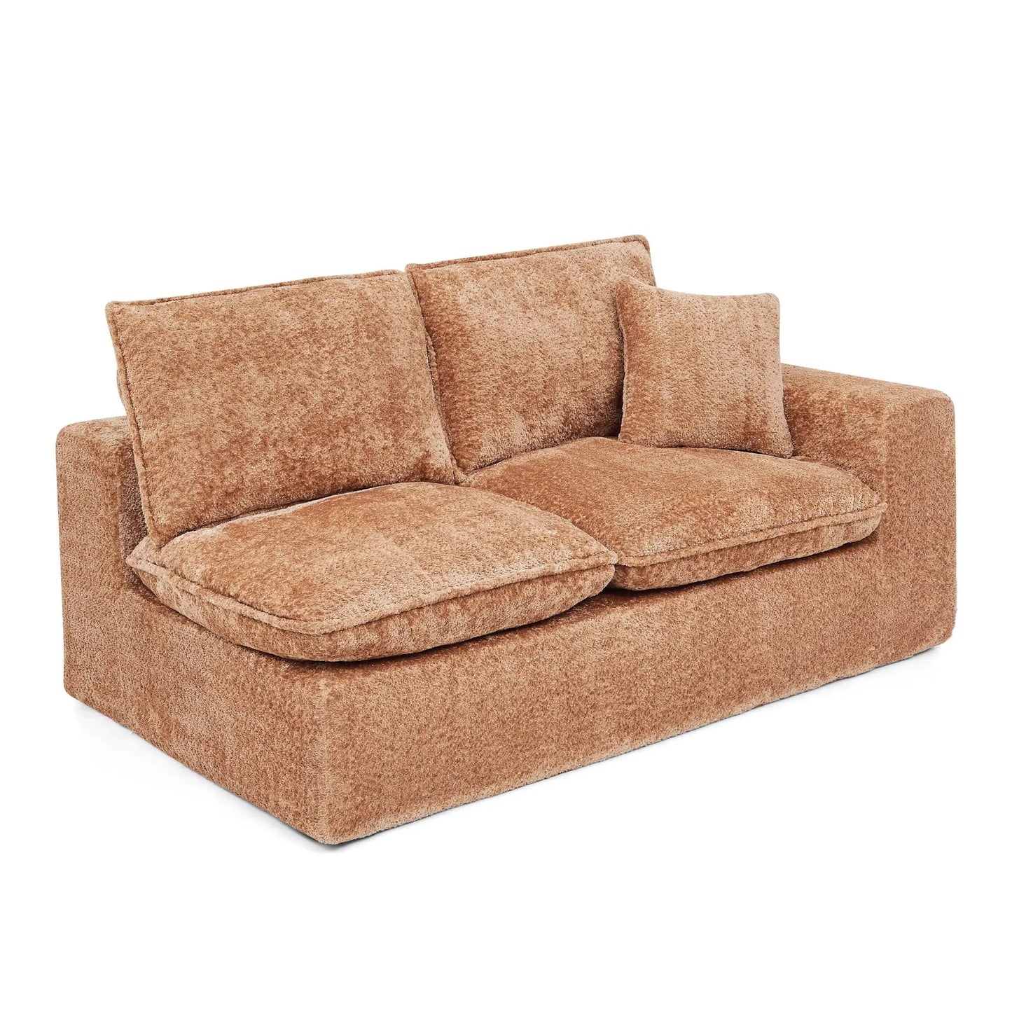 Sectional sofa with moveable ottoman, 3-piece set in warm brown textured fabric on Tampa Home & Garden Store