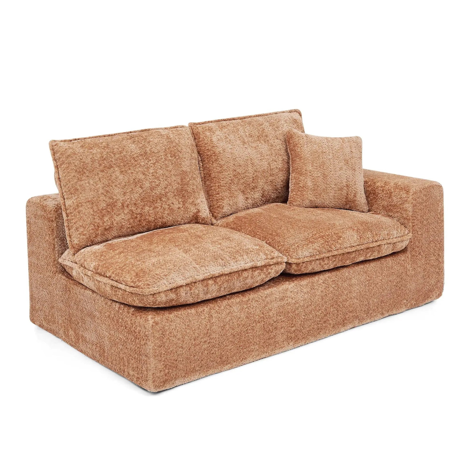 Sectional sofa with moveable ottoman, 3-piece set in warm brown textured fabric on Tampa Home & Garden Store
