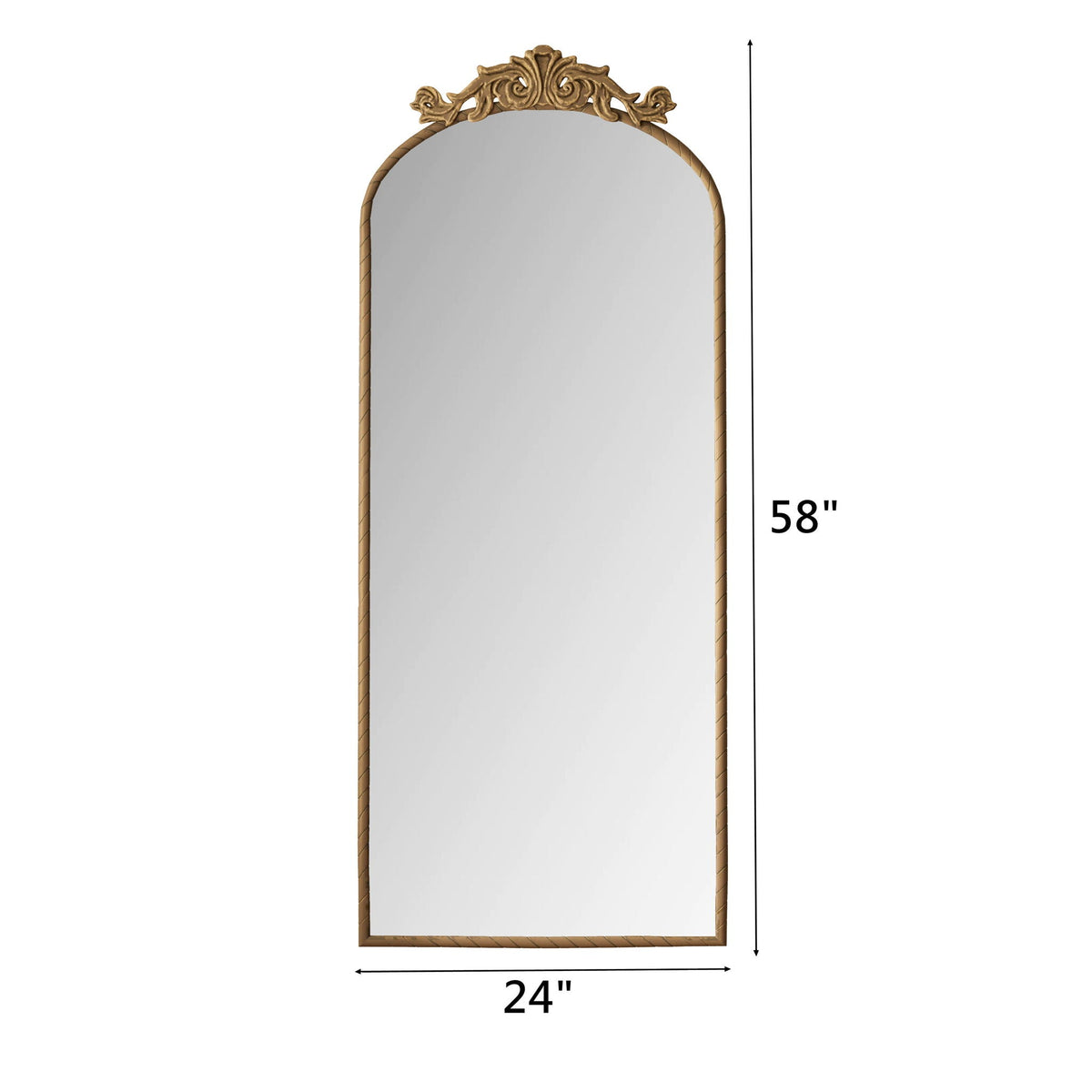 Vintage arched full-length wall mirror with bronze carved applique crest by HouseOfZazla on Tampa Home & Garden Store