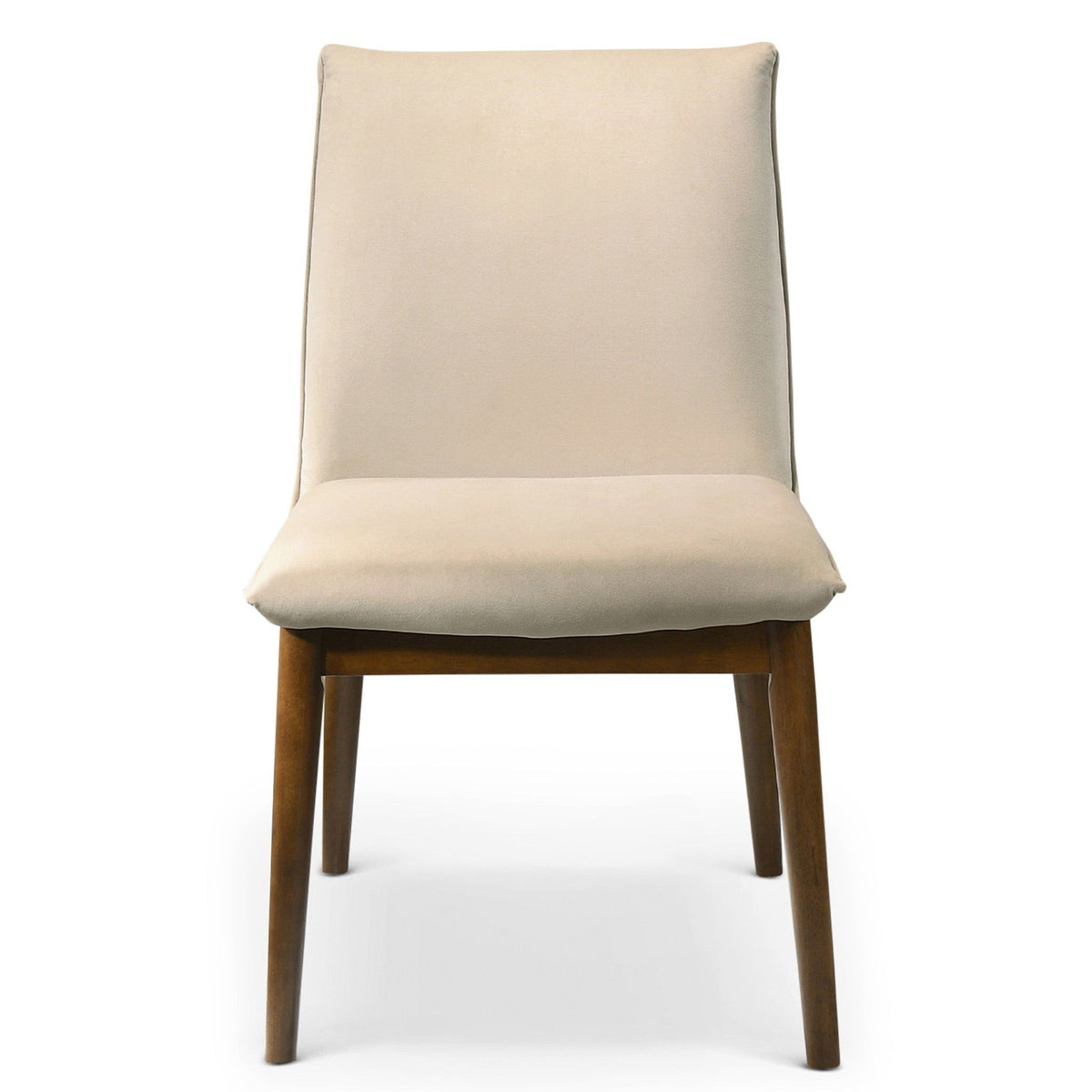 Monza Contemporary Dining Chair Set beige upholstered with solid wood frame on Tampa Home & Garden Store