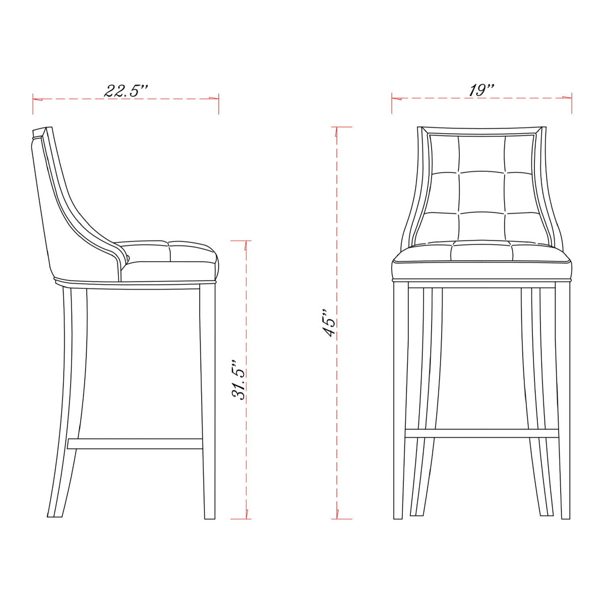 White bar-height stool with solid wood frame, traditional design, HouseOfZazla, set of 2 on Tampa Home & Garden Store