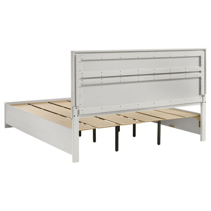 Corbin bed frame 4-piece set by HouseOfZazla, light gray metal with slatted foundation on Tampa Home & Garden Store
