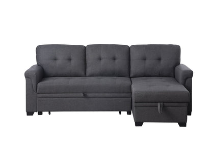 Lucca reversible sleeper sectional sofa with storage chaise in dark gray fabric on Tampa Home & Garden Store