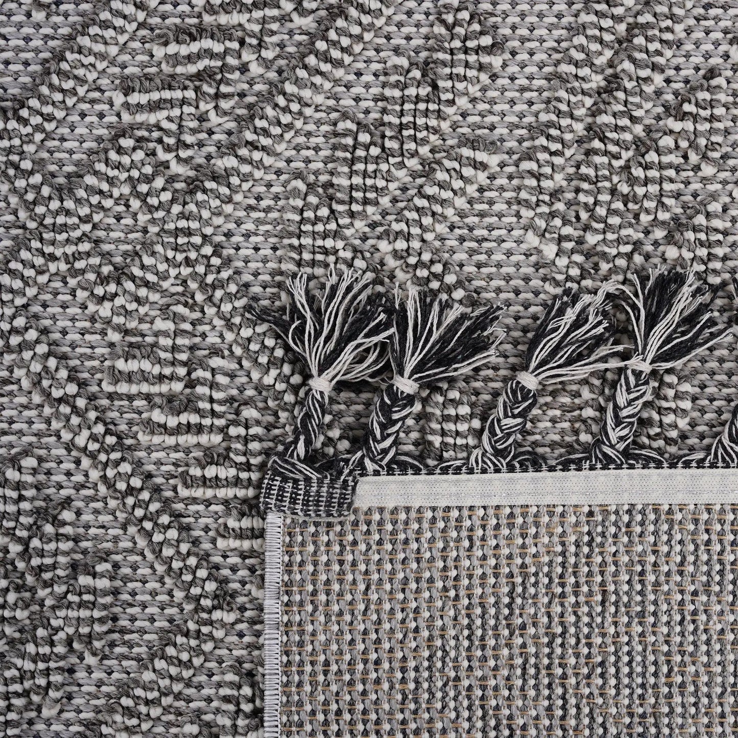 Guros indoor outdoor rug in gray black woven texture by Unique Piece Furniture on Tampa Home & Garden Store