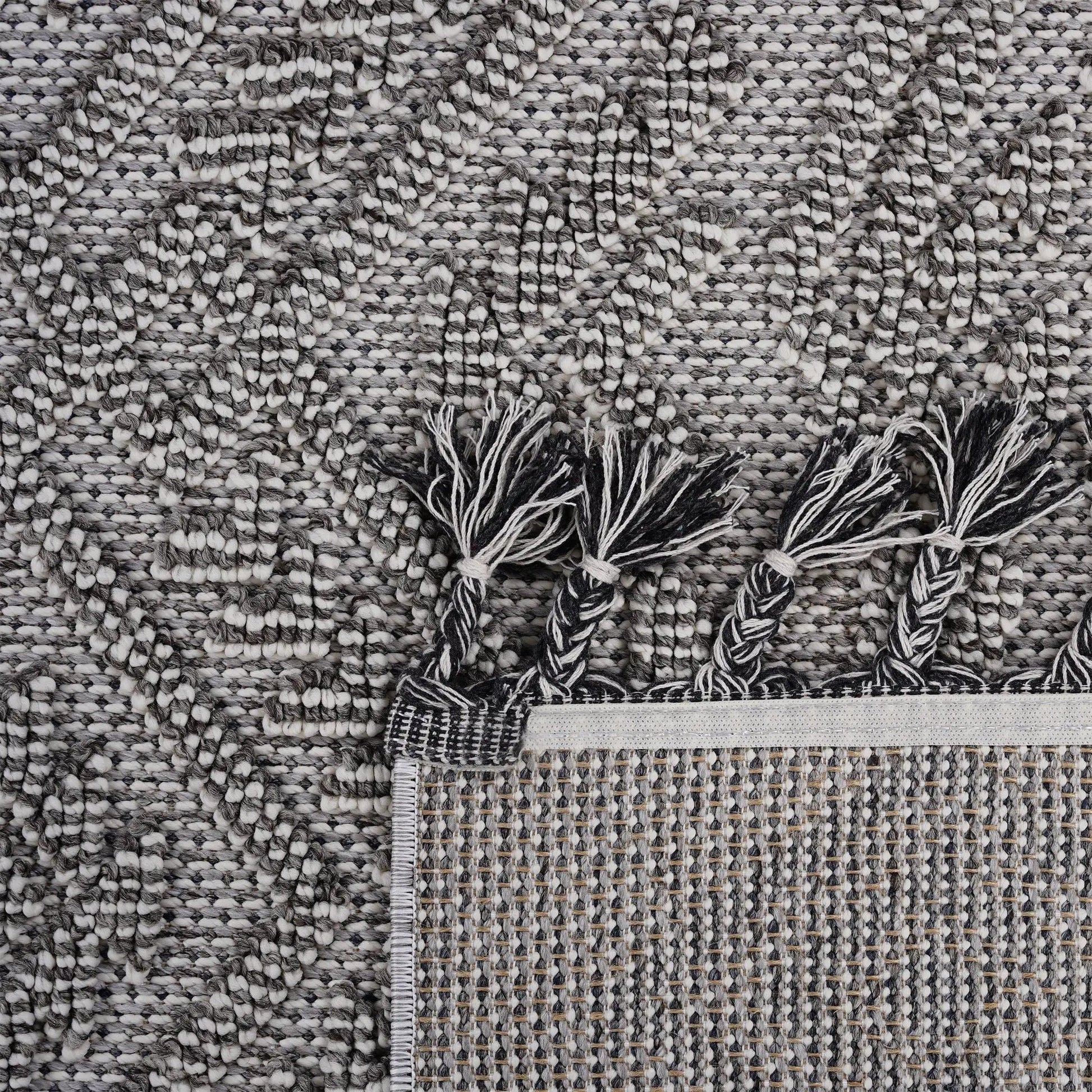 Guros indoor outdoor rug in gray black woven texture by Unique Piece Furniture on Tampa Home & Garden Store