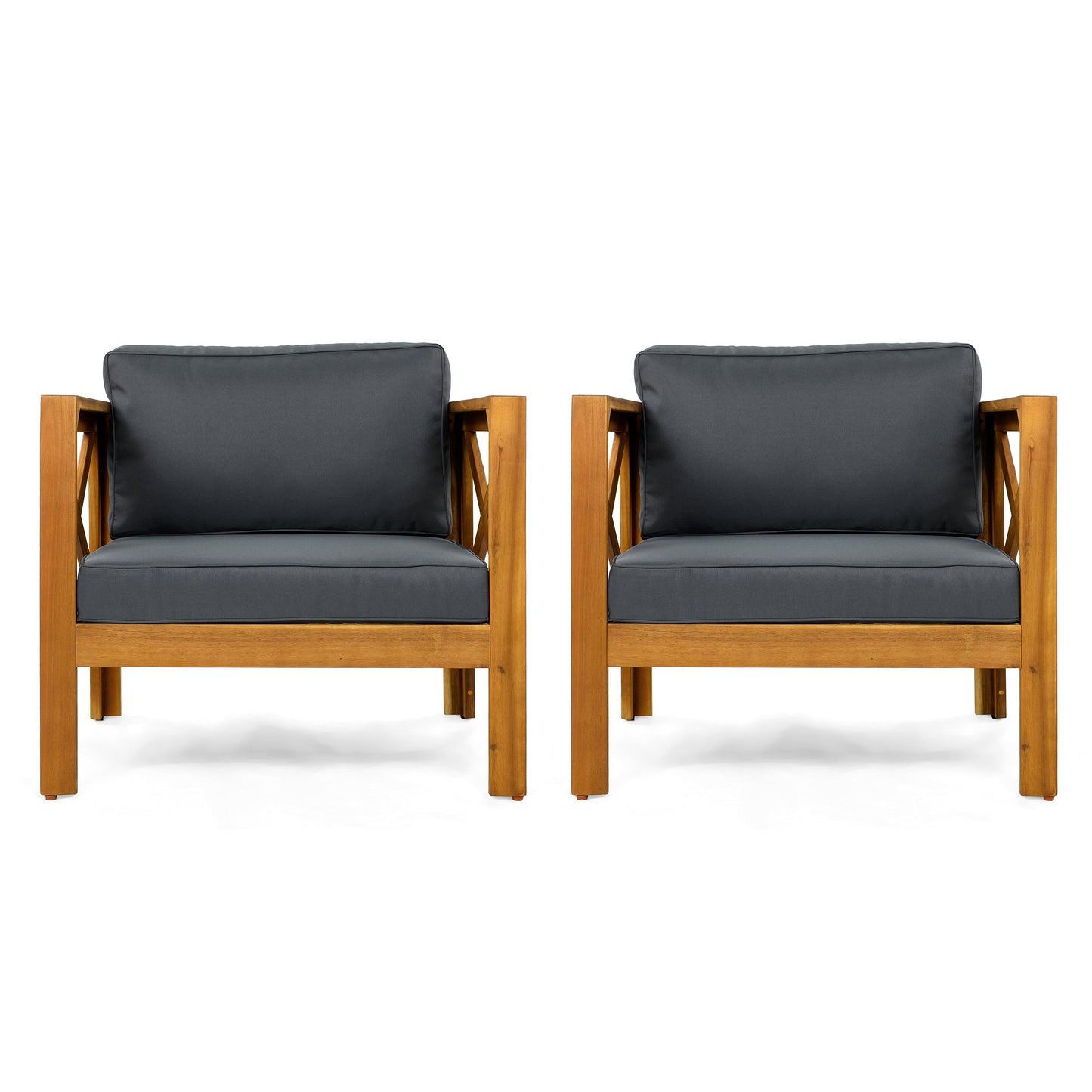 the Acacia Wood Armchair With Outdoor Cushions