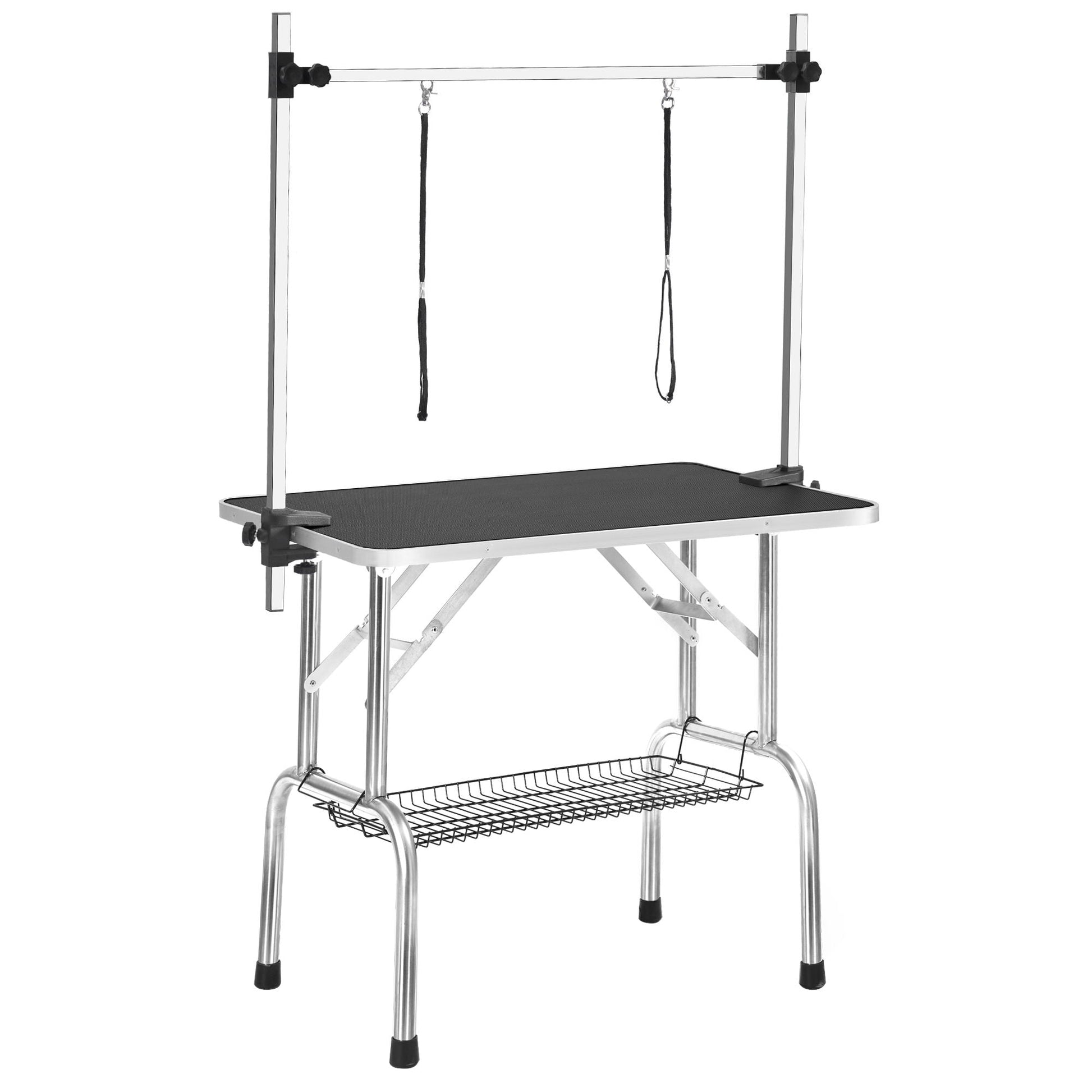Professional dog grooming table with adjustable arm and noose, black non-slip mesh shelf on Tampa Home & Garden Store