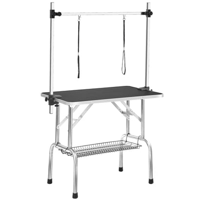 Professional dog grooming table with adjustable arm and noose, black non-slip mesh shelf on Tampa Home & Garden Store