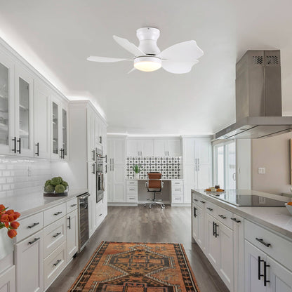 Low-profile flush-mount ceiling fan with light in white by HouseOfZazla on Tampa Home & Garden Store
