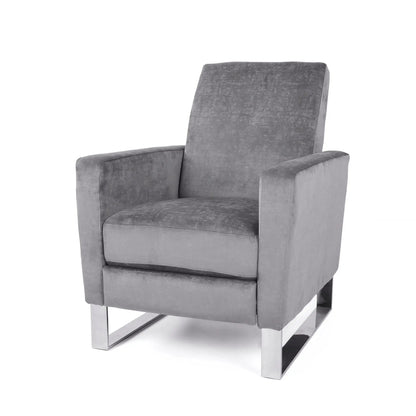 Bolt upholstered recliner chair gray fabric with chrome stainless steel base on Tampa Home & Garden Store