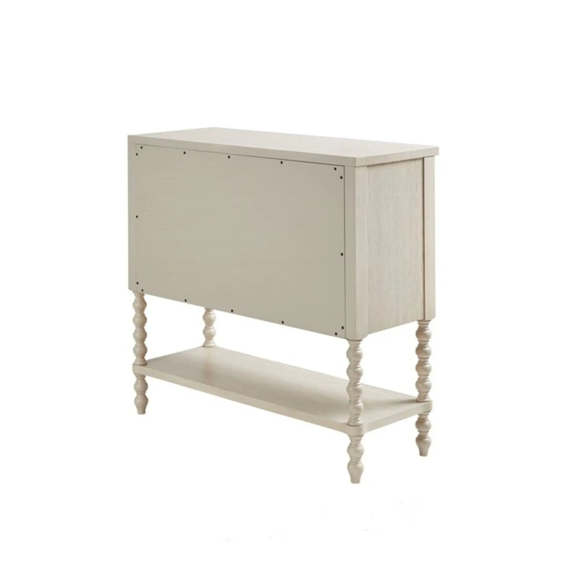 Signature Beckett 2 Drawer Accent Chest in cream finish with turned legs and lower shelf on Tampa Home & Garden Store