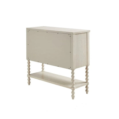 Signature Beckett 2 Drawer Accent Chest in cream finish with turned legs and lower shelf on Tampa Home & Garden Store