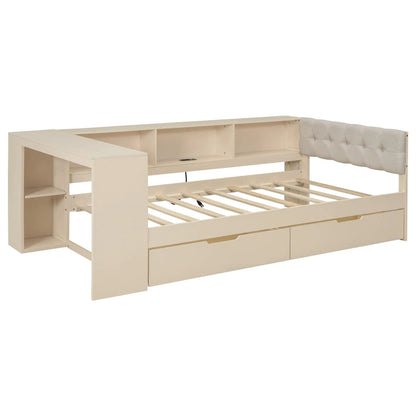 Upholstered Headboard Platform Bed with Storage