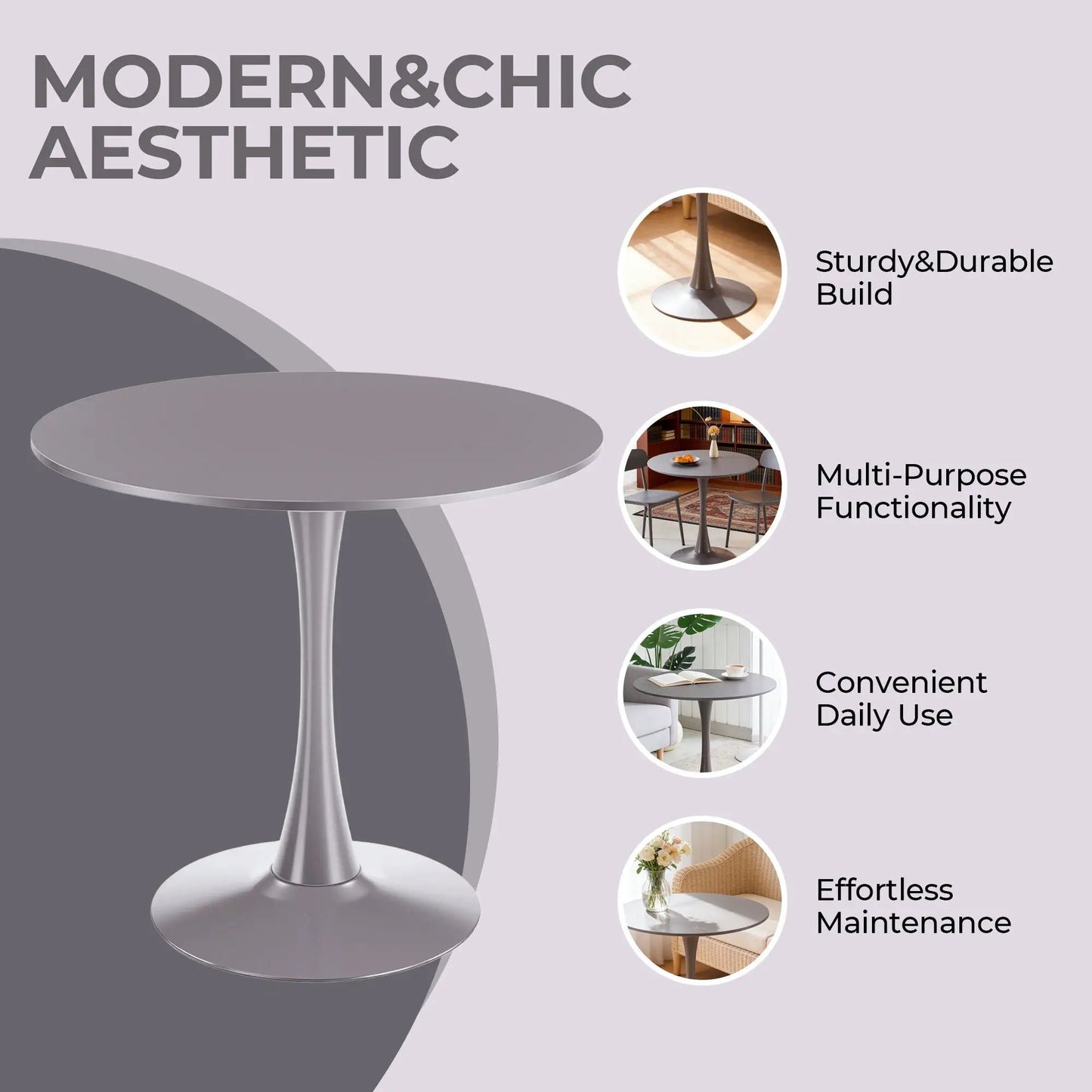 Mid-Century Tulip Table with Round Top Pedestal