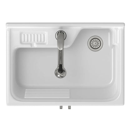 Kyle laundry vanity sink with white basin, chrome faucet, left drainboard on Tampa Home & Garden Store