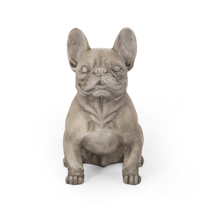 French Bulldog garden statue by HouseOfZazla in weathered gray finish, head and front legs on Tampa Home & Garden Store