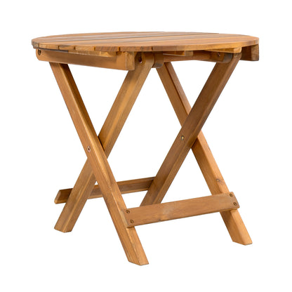 Foldable acacia wood side table with slatted top and cross-legged base on Tampa Home & Garden Store