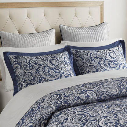 12 Piece Cotton Comforter Set for a Navy Cal King