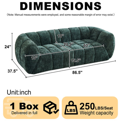 Modern Piano Key Backrest Sofa With Upholstery