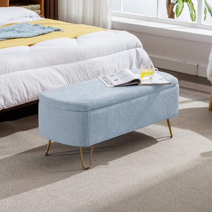 Soft Faux Fur Storage Ottoman For Bedroom