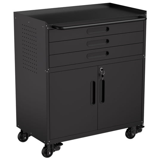 Rolling tool cabinet heavy duty garage storage with lockable doors, black steel, 4-drawer unit on Tampa Home & Garden Store