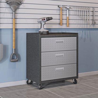 3-drawer rolling garage cabinet by HouseOfZazla in gray with diamond-plate fronts on Tampa Home & Garden Store